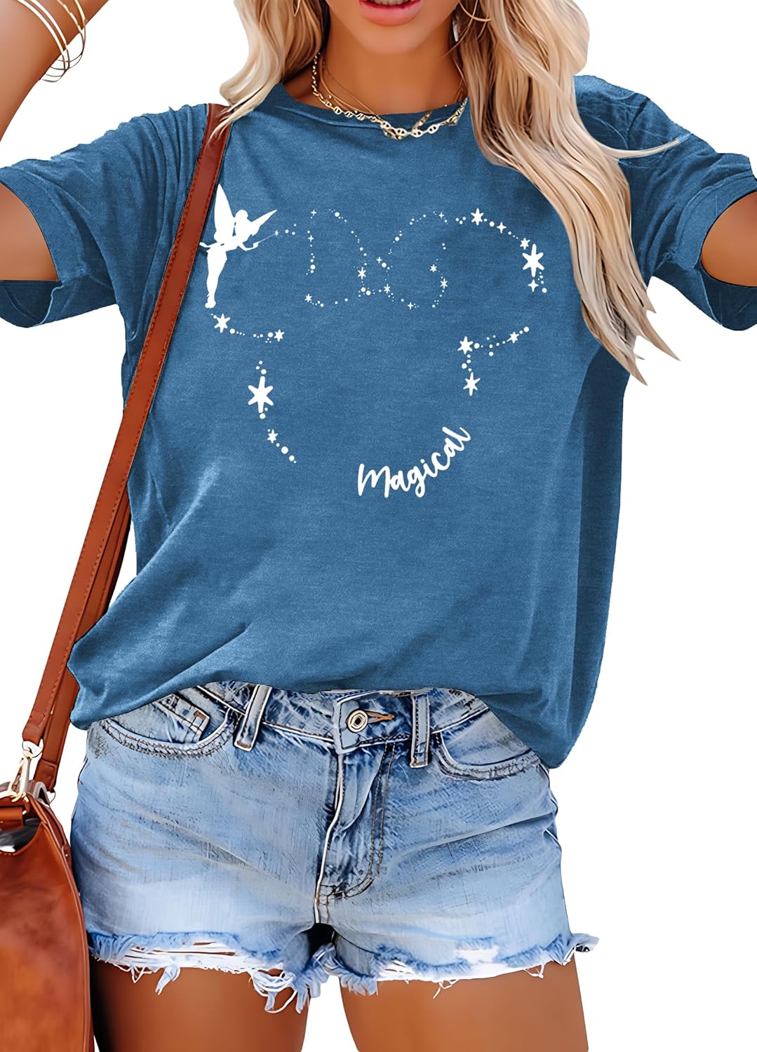 Camiseta mágica para mujer, diseño de Believe in Magic, camiseta de manga corta con estampado gráfico lindo