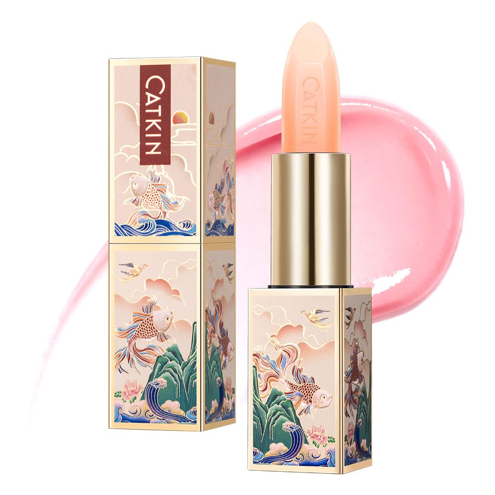 CATKIN Bálsamo labial tintado con purpurina para labios ultra hidratante, humectante labial, cuidado de labios con vitamina E nutritivo para labios agrietados y secos, 0.12 onzas, C15 Destiny, rojo