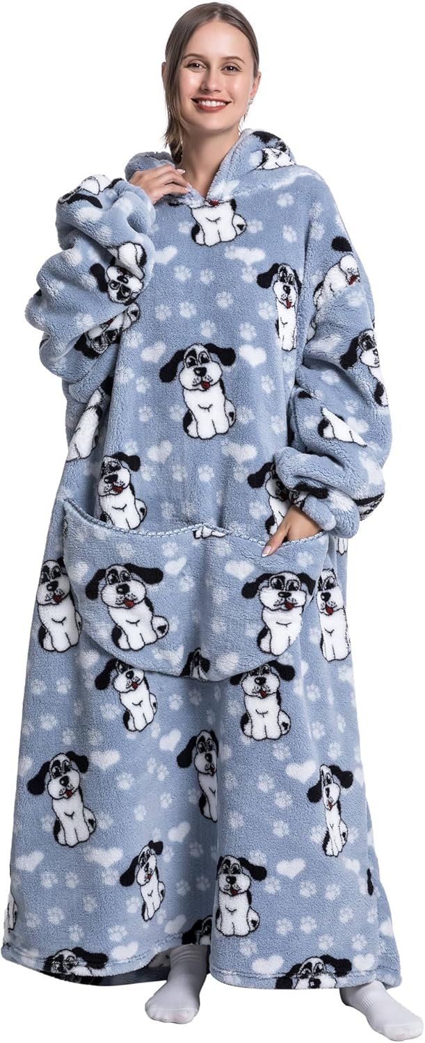 Capecage - Manta con capucha, sudadera con capucha larga como regalos de cumpleaños para mujeres y hombres, manta portátil larga para mujeres y hombres.