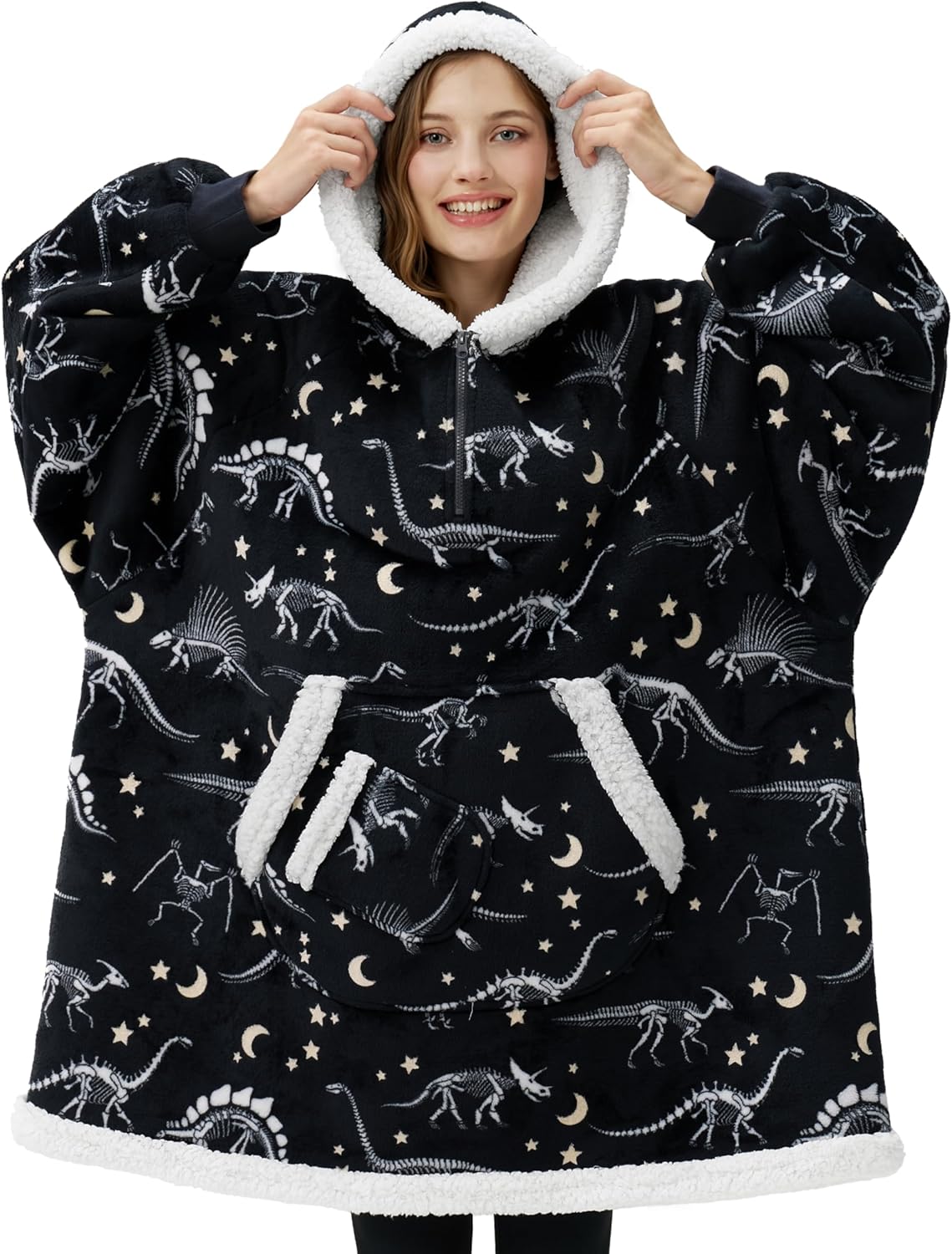 Giggling Getup Manta con capucha para adultos, regalos para adolescentes, niñas, hermanas, mujeres, forro polar sherpa, sudadera con capucha, cálida y acogedora con bolsillo y mangas, color beige gato