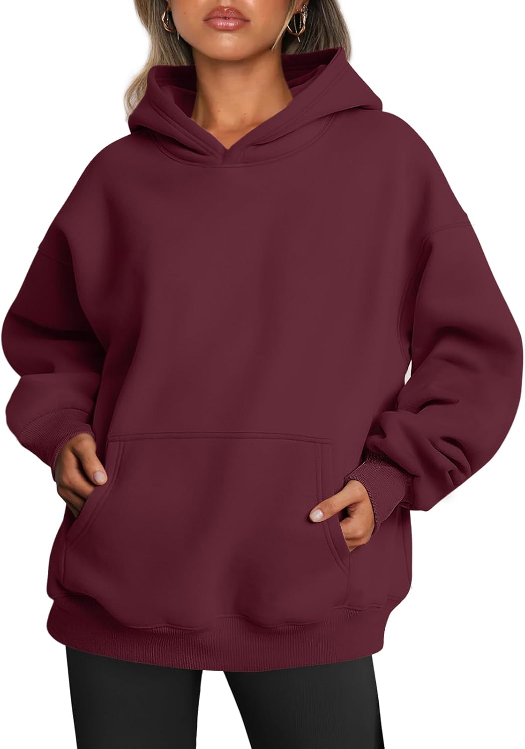 Trendy Queen Sudaderas con capucha de gran tamaño para mujer, sudaderas de felpa para mujer, suéteres de moda de otoño, suéteres de invierno | Gentle Skin Feel, Aesthetic Drop Shoulder, Large Kangaroo Pocket, Seamless Daily Outfit Match