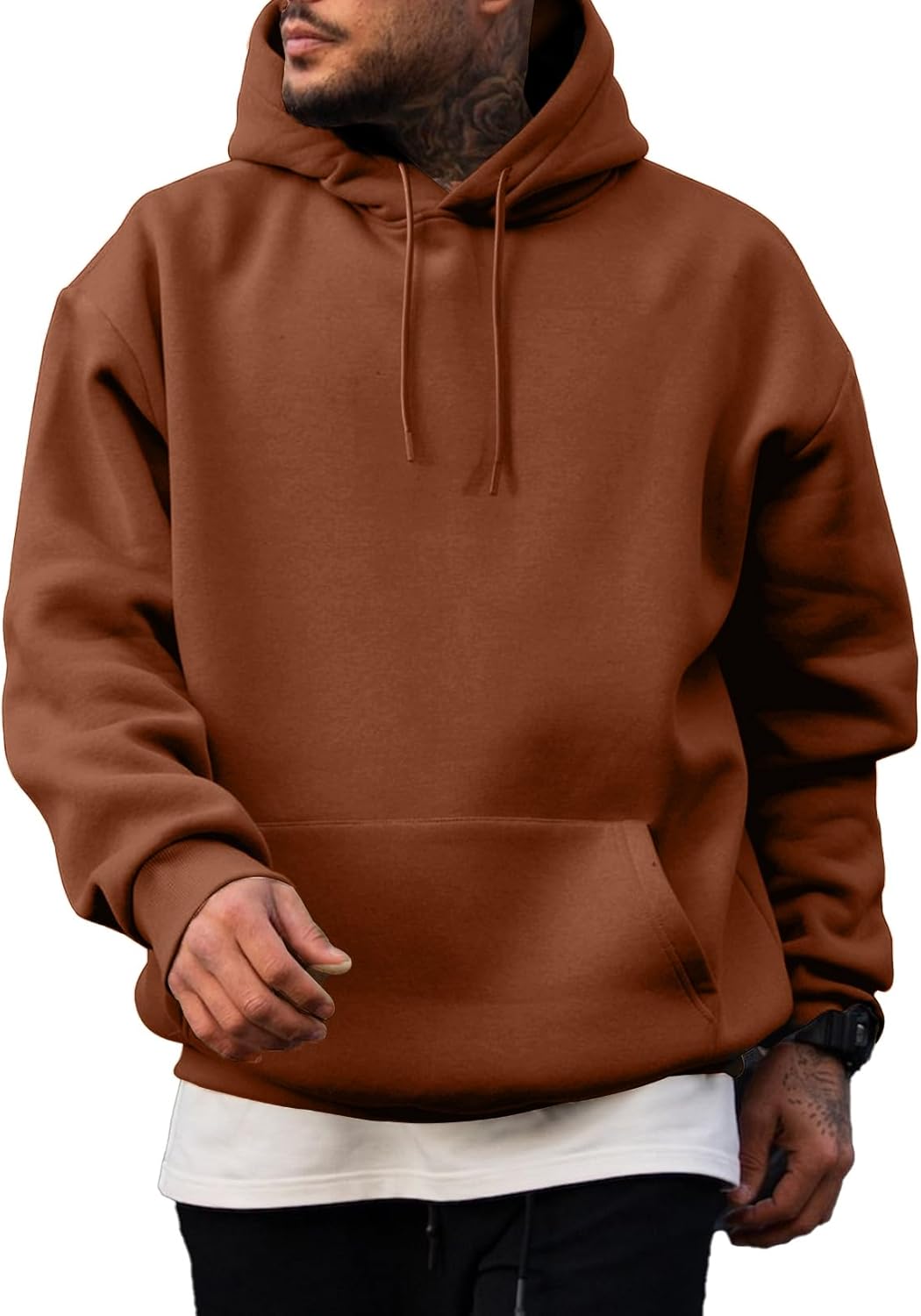 JMIERR - Sudaderas con capucha de manga larga para hombre, estilo casual, con cordón en el cuello, de algodón | Cómodo suéter con forro polar, capucha con cordón ajustable, bolsillo canguro, ajuste regular, lavable a máquina