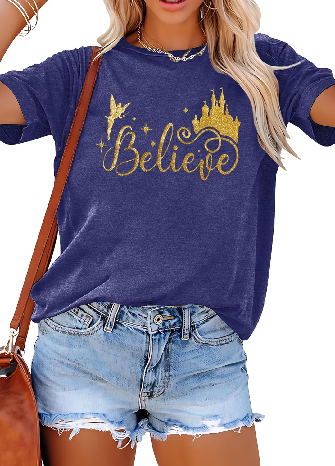FRYAID Fantastical - Camisa de manga corta para mujer, diseño de teñido anudado Wonder World, diseño de teñido anudado