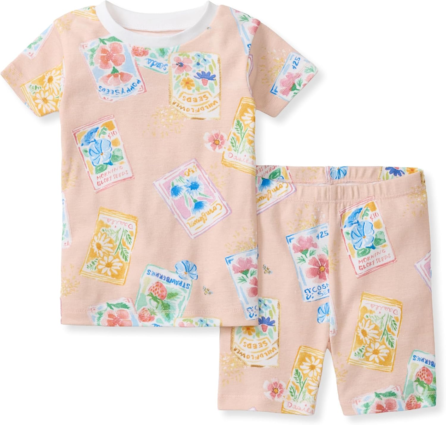 Burt's Bees Baby Pijama unisex de algodón, camiseta de manga corta de 2 piezas y pantalones cortos | Snug fitting, yet comfy warm weather pajamas sets are made in our classic rib fabric