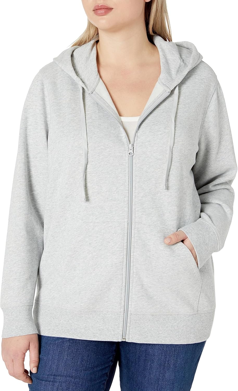 Essentials - Sudadera con capucha de felpa para mujer, con cremallera completa (disponible en tallas extragrandes)
