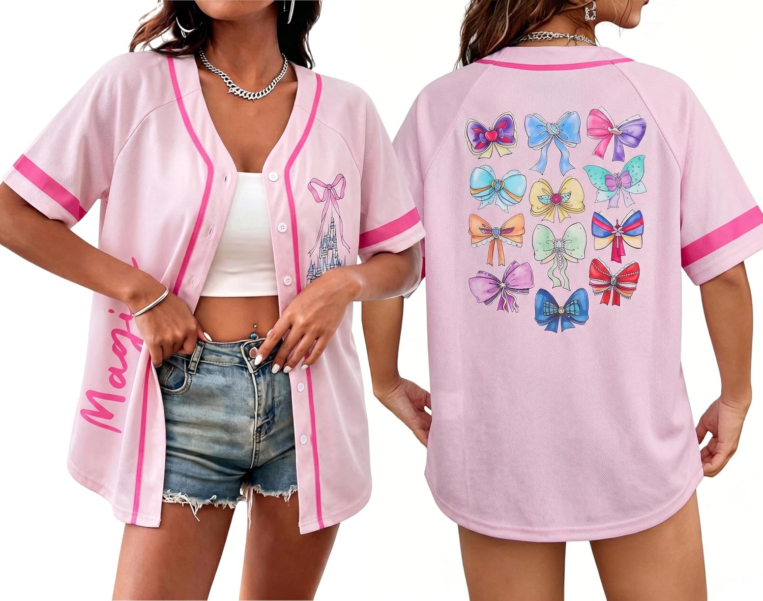 Camiseta mágica para mujer, camisas Magic Kingdom, camisa de vacaciones familiares, uniformes deportivos, tops cosidos con botones
