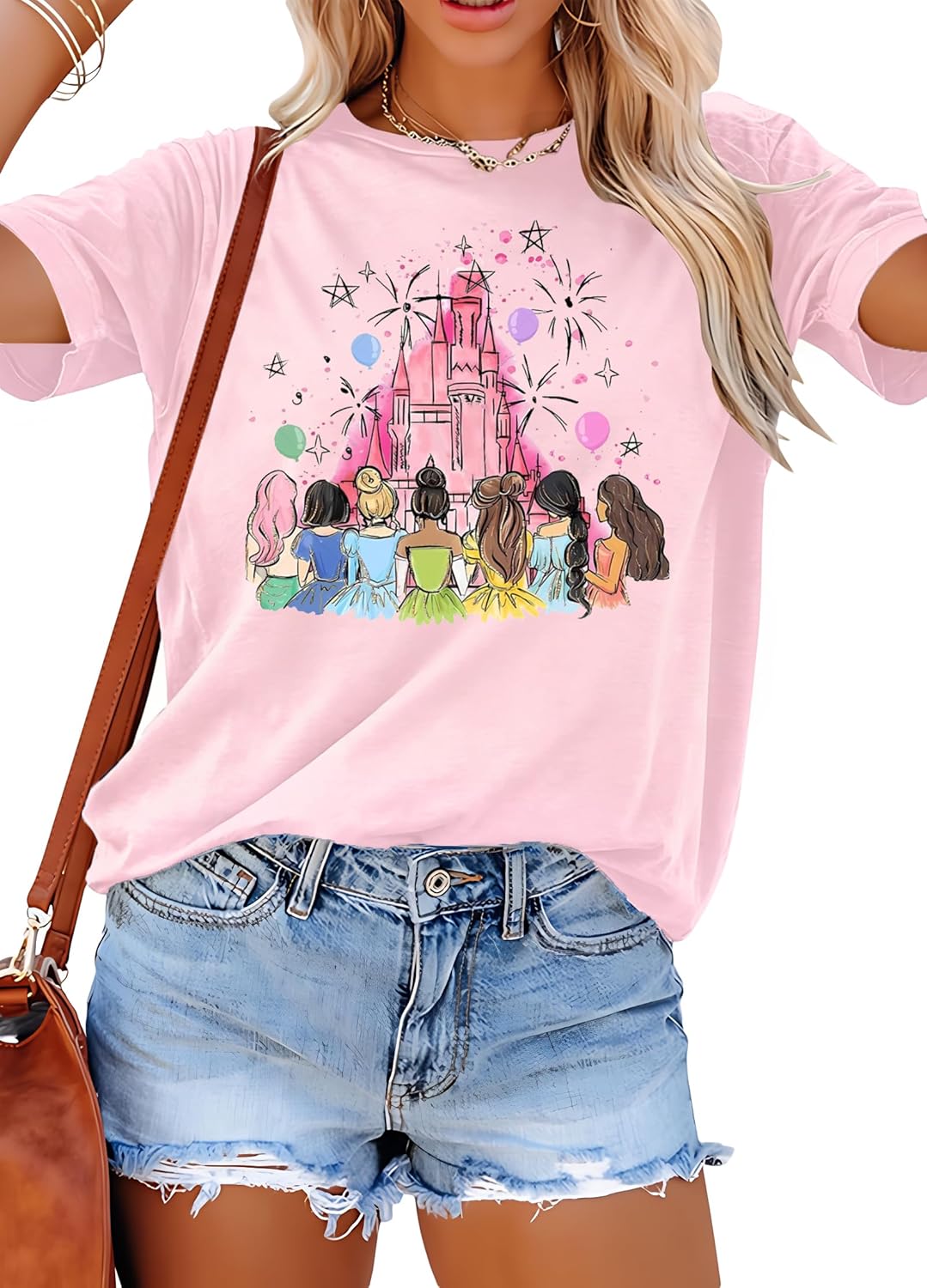 Camisetas de princesa mágica para mujer: camiseta de Magic Kingdom, camiseta de princesa, divertida camiseta familiar para vacaciones, camiseta casual para vacaciones