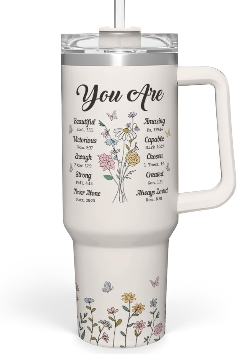 Regalos de enfermera para mujeres, vaso de enfermera con asa, taza de café de acero inoxidable de 40 onzas con tapa con pajilla, regalo de enfermería para enfermeras, regalo de agradecimiento para