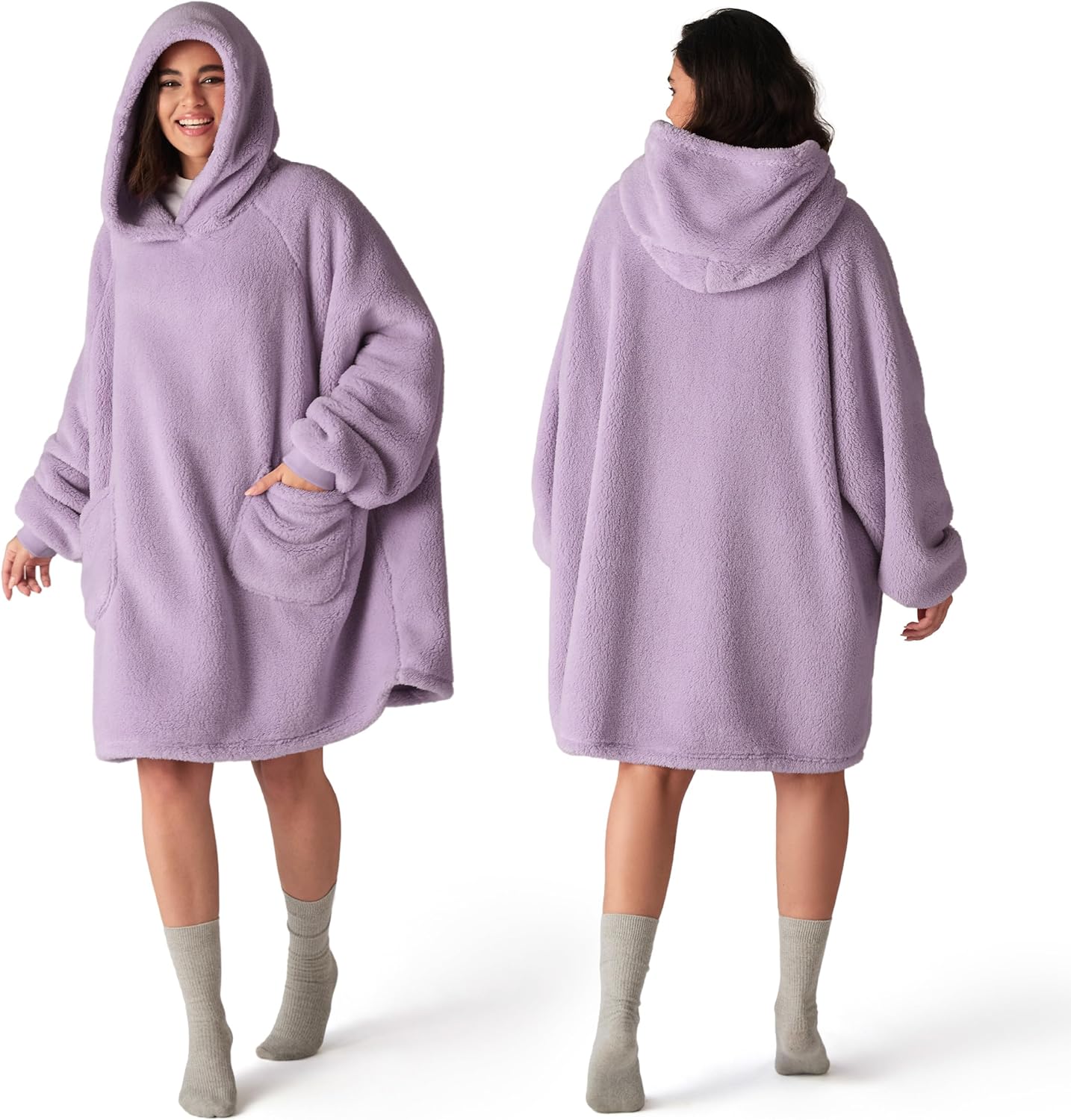 Bedsure Mantas Ponibles con Capucha, Regalos de Navidad para Mujeres, Esposa, Novia, Regalos de Cumpleaños Cálidos y Acogedores para Ella, Esposa, Sudadera Suave y Esponjosa, Mantas con Capucha de