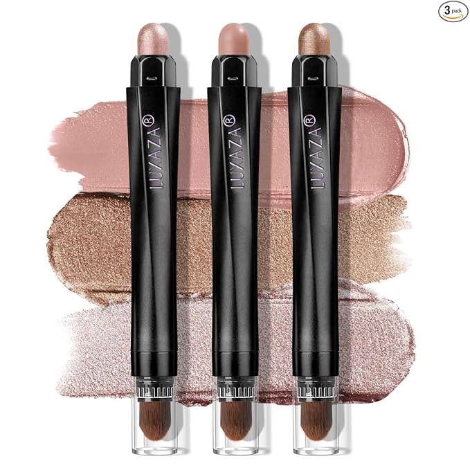 LUXAZA PRO Neutral Eyeshadow Stick Makeup 6PCS Set, Brown Nude Metallic Shimmer Matte Cream Eye Shadow Palette Eyeliner Brightener Pencil Crayon, Party Makeup - BROWN CANYON