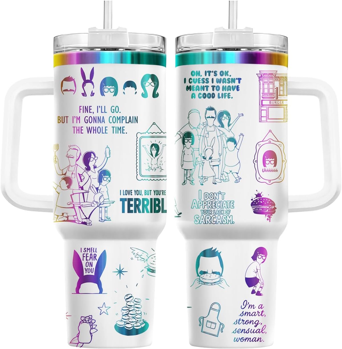 34HD Lord Fantasy Adventure - Vaso de café con aislamiento de acero inoxidable de 40 onzas, taza de viaje con asa y tapa para pajilla, segunda taza de café, regalos para amantes de los libros