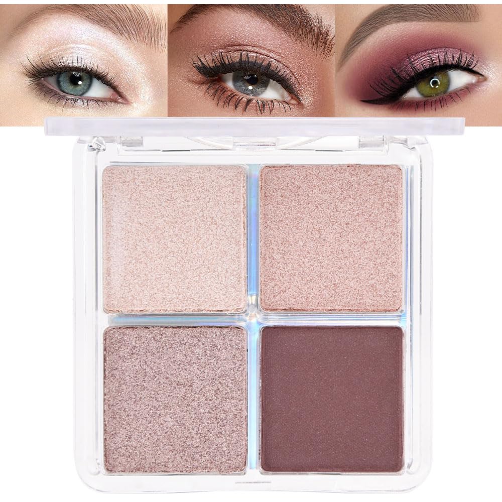evpct - Paleta de sombra de ojos cuadrada en polvo mate marrón desnudo, rosa desnudo claro, marrón oscuro natural, sombra de ojos mate ahumada de alta pigmentación, mini paleta de maquillaje para