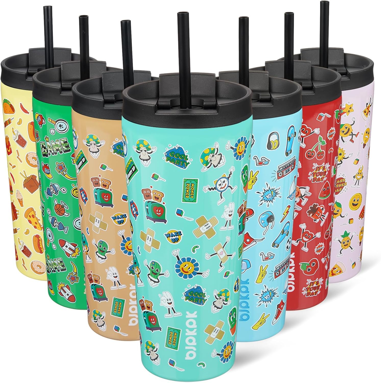 BJPKPK - Vaso de acero inoxidable con aislamiento, tapa y pajilla, taza de café para viaje, de 18 onzas, diseño de laguna