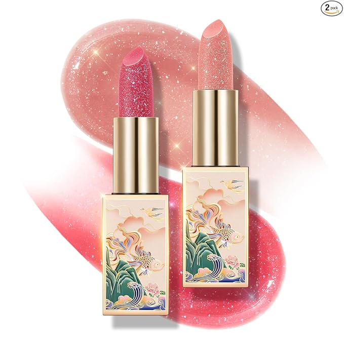 CATKIN Bálsamo labial tintado con purpurina para labios ultra hidratante, humectante labial, cuidado de labios con vitamina E nutritivo para labios agrietados y secos, 0.12 onzas, C15 Destiny, rojo