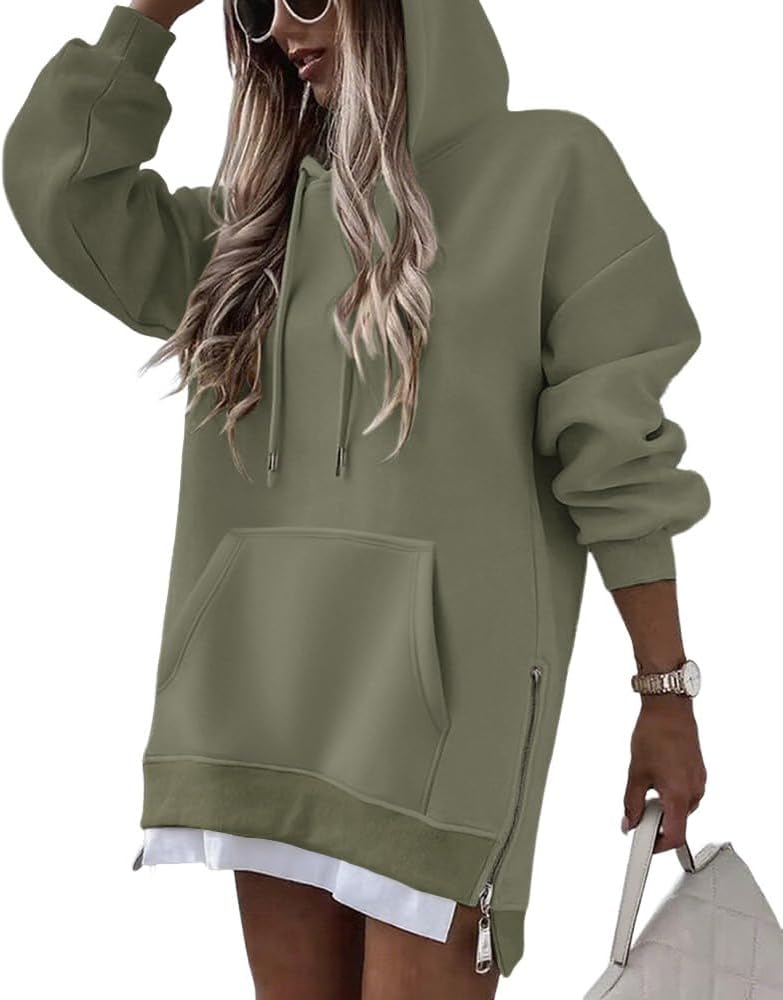 CHICME Vestido largo con capucha de gran tamaño para mujer, trajes de otoño 2025, sudadera de invierno