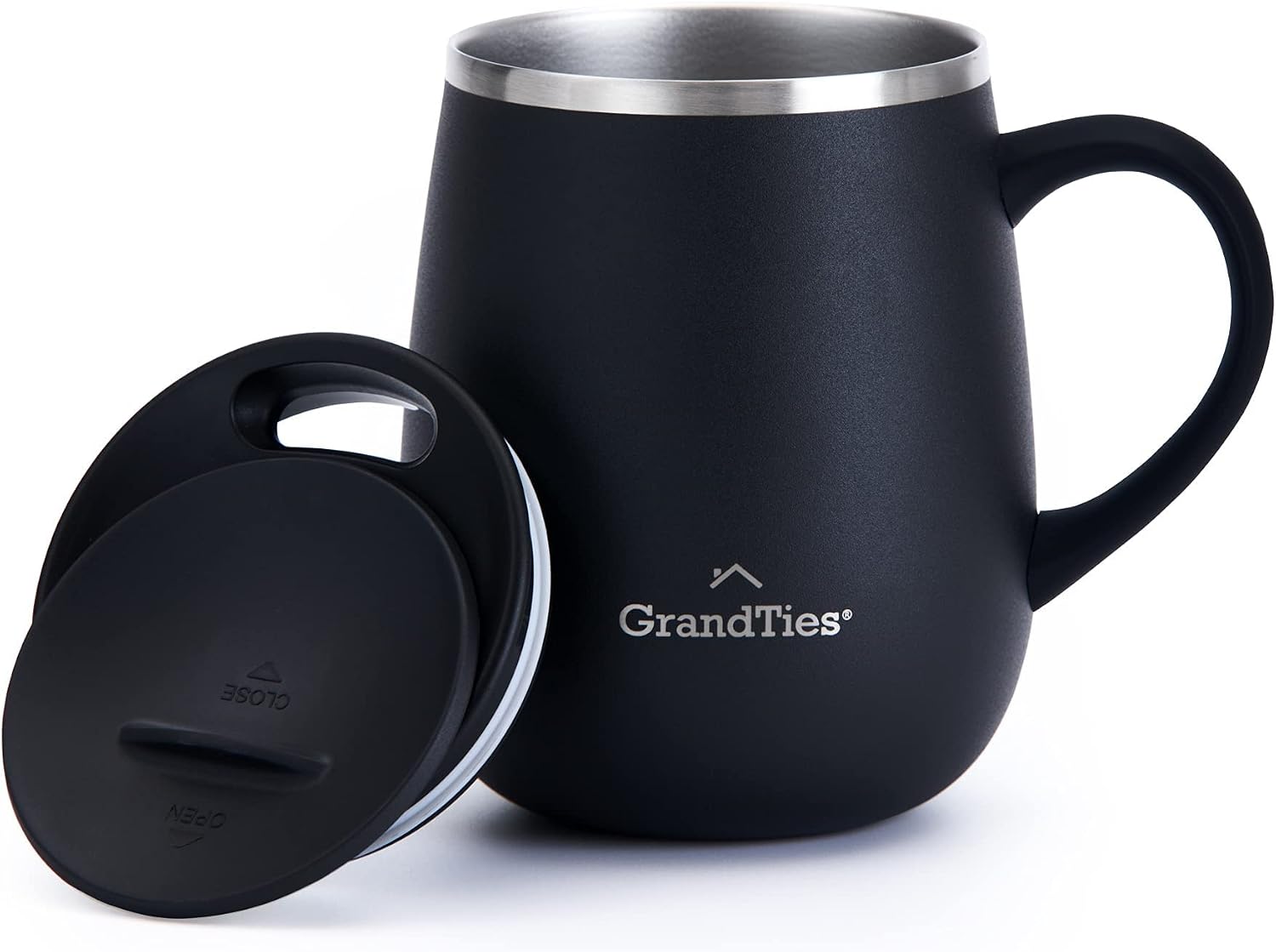 GRANDTIES 19 Colors Premium Vacuum Insulated Mug, 16.2 fl oz (460 ml), Mug with Easy Open Slide Lid, Stainless Steel, Double Wall Vacuum Insulation, Hot & Cold Protection, Popular in Office (Atlantis