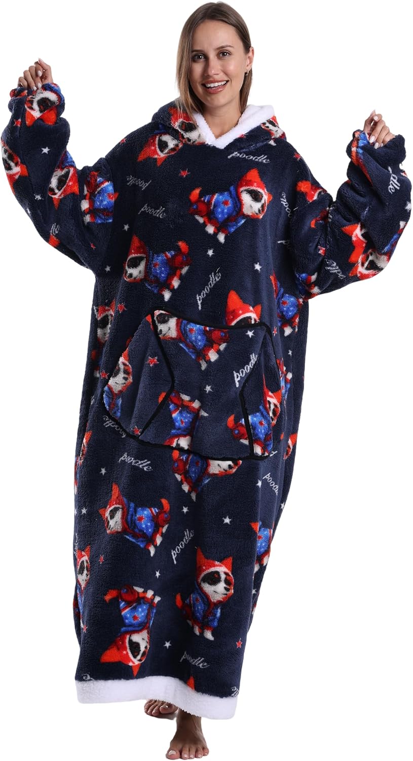 Capecage - Manta con capucha, sudadera con capucha larga como regalos de cumpleaños para mujeres y hombres, manta portátil larga para mujeres y hombres.