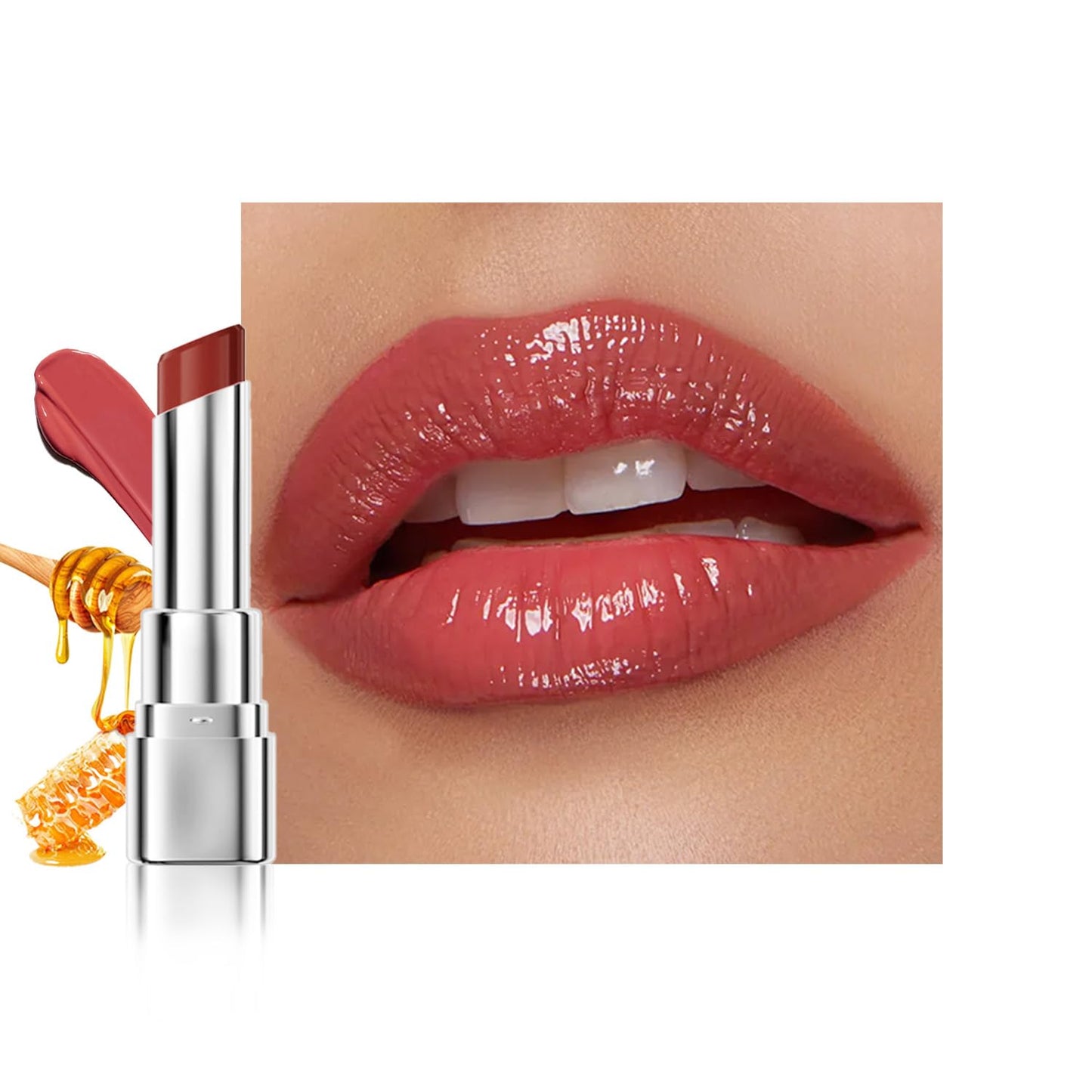 FeiCuiYun Bálsamo Labial con Tinta de Miel Rosa, Lápiz Labial Hidratante Transparente, Color Labial Hidratante para Todos los Tonos de Piel, Bálsamo Labial Nutritivo con un Toque de Cereza Negra