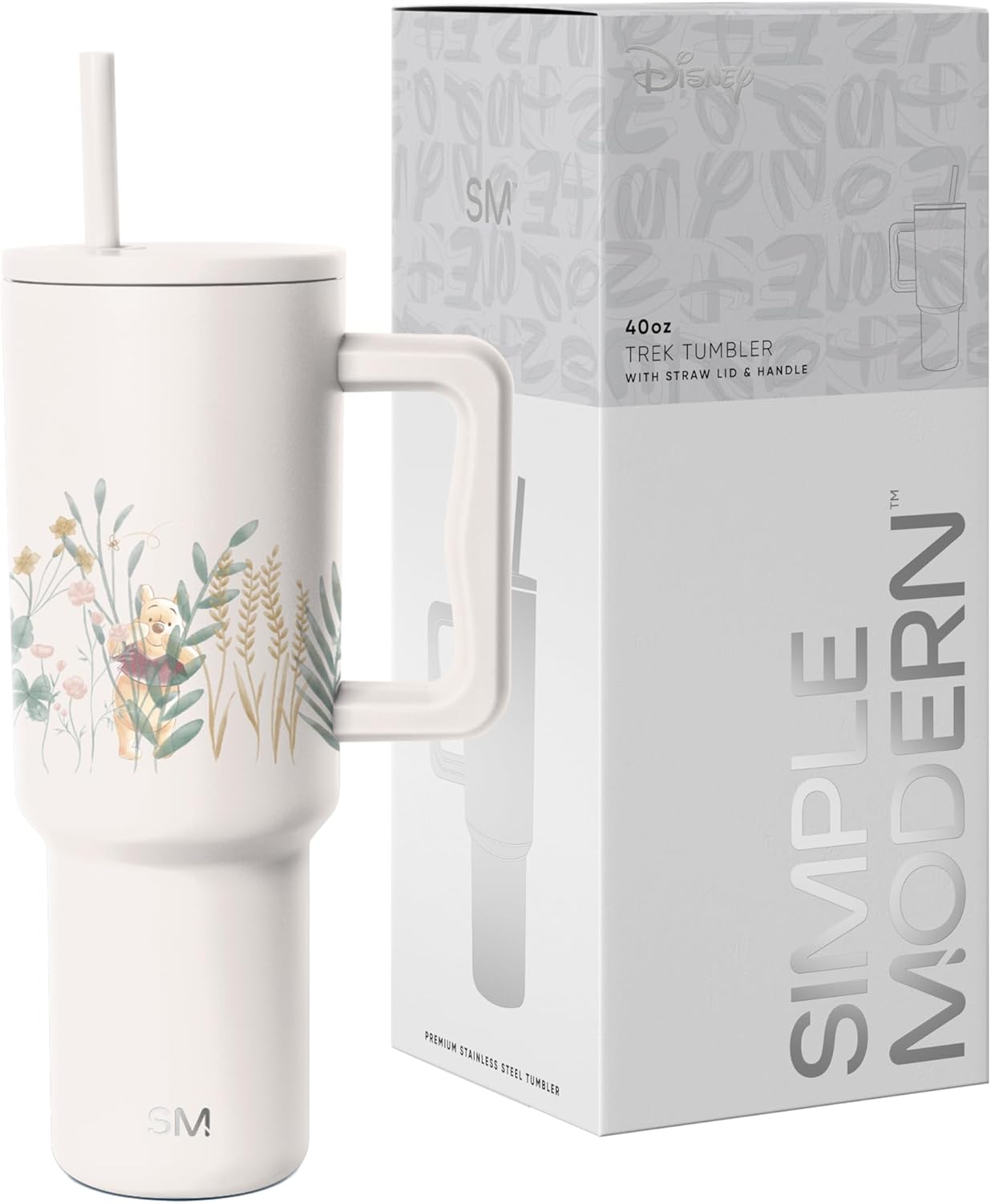 Simple Modern Disney Vaso de 40 oz con Asa y Tapa con Pajita | Botella de Agua de Acero Inoxidable Aislada Reutilizable Taza de Viaje | Regalos para Mujeres | Colección Trek | 40oz | Mickey Mouse