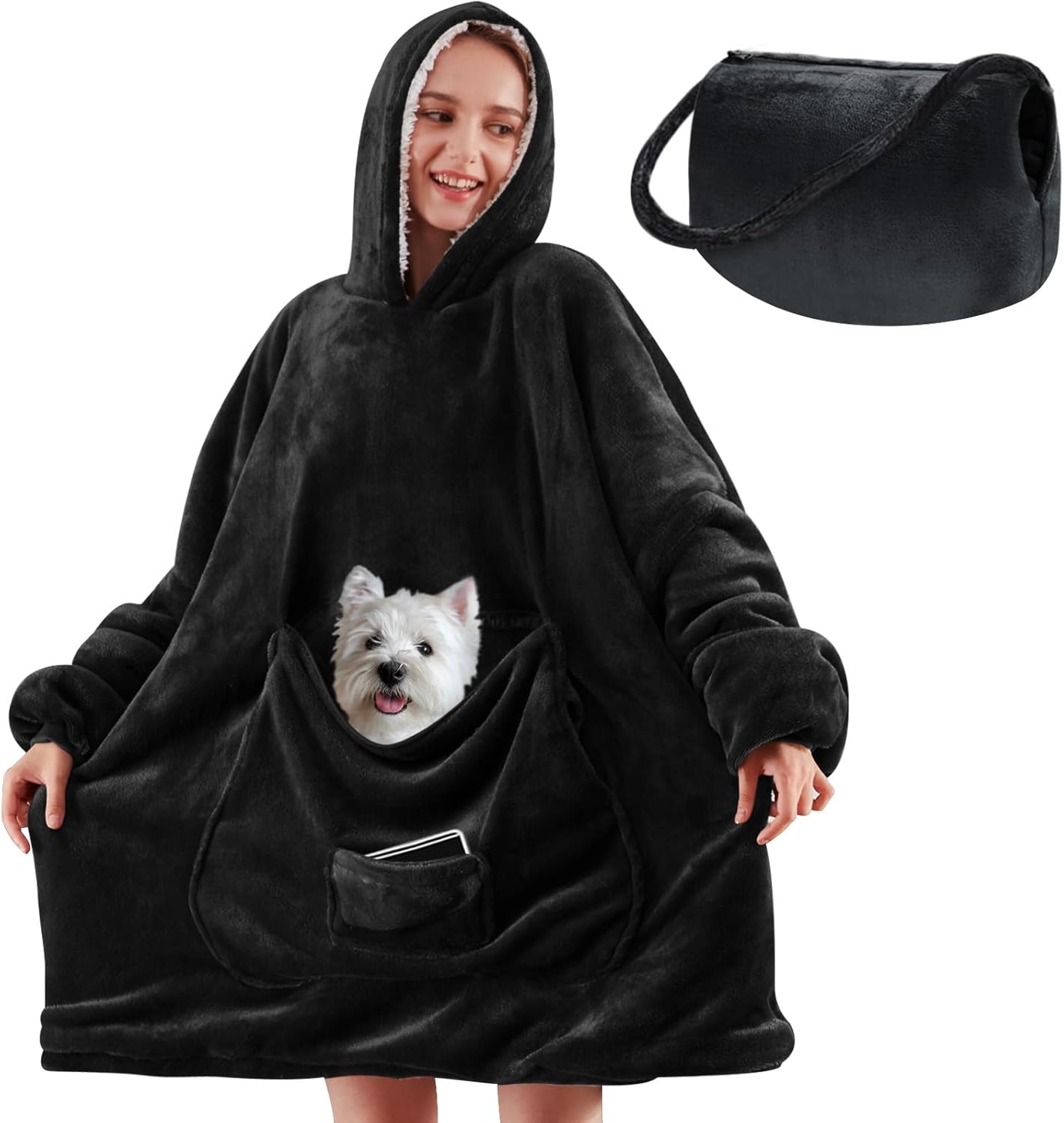 yescool - Cobija con capucha, sudadera de franela de forro polar sherpa para adultos, mujeres y hombres, talla única