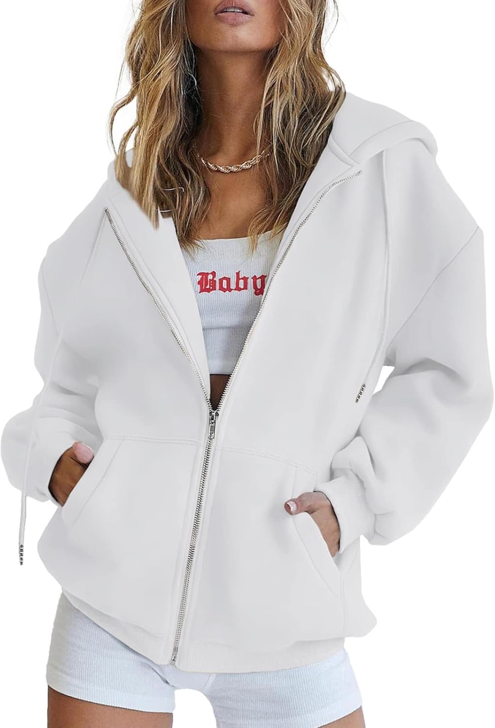 PRETTYGARDEN Sudaderas con capucha Y2K con cremallera para mujer, estilo casual, manga larga, para otoño e invierno, chaquetas con bolsillos