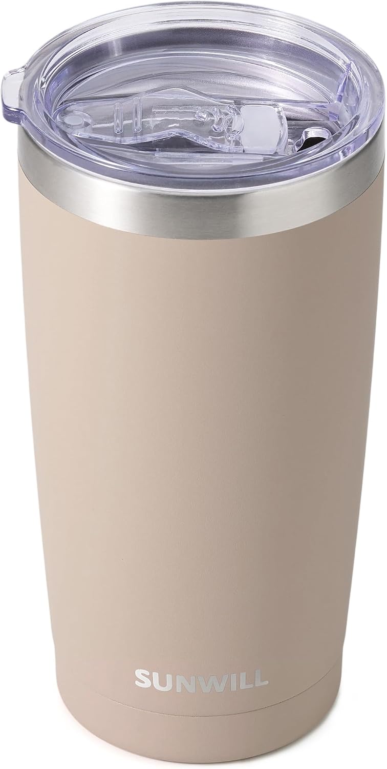 SUNWILL Vaso de café de viaje de 20 onzas, taza aislada con tapa, taza de acero inoxidable para exteriores, recubrimiento en polvo, color azul rey