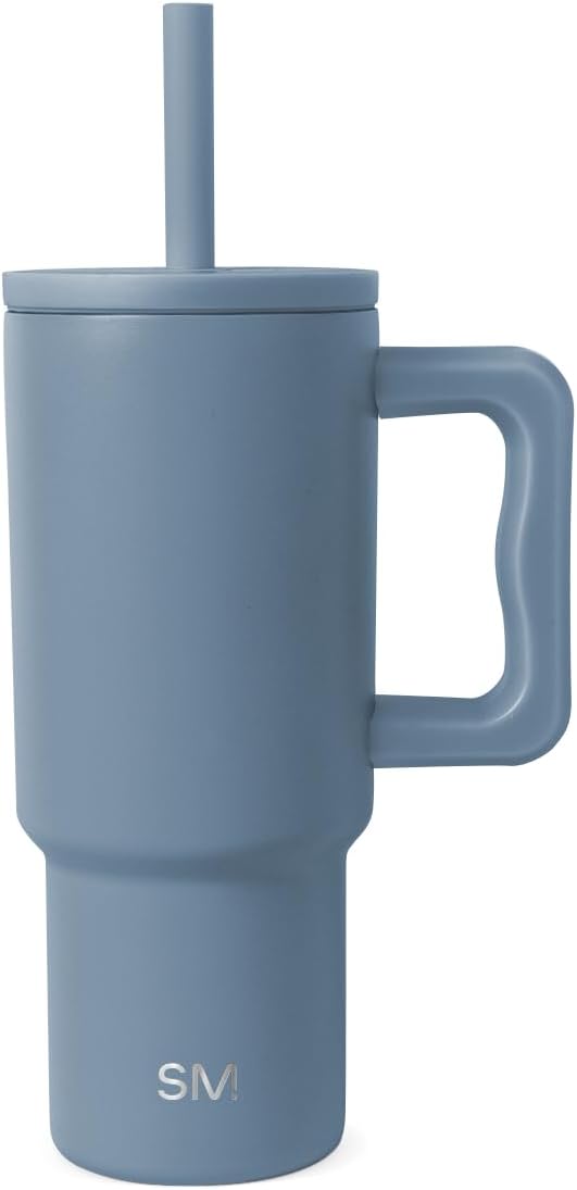Simple Modern Disney Trek Kids - Vaso de acero inoxidable para niños y niñas, con asa y tapa con pajilla de silicona, resistente a derrames y fugas, reutilizable, Minnie Mouse en terrazo, 24 onzas