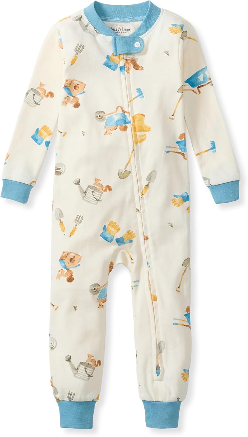 Burt's Bees Baby Unisex Footless Sleeper Pajama, 1-Pc Zip-Up Footie Pajama | Snug-fit organic cotton footless PJs features an easy 2-way zipper for easy nighttime changes