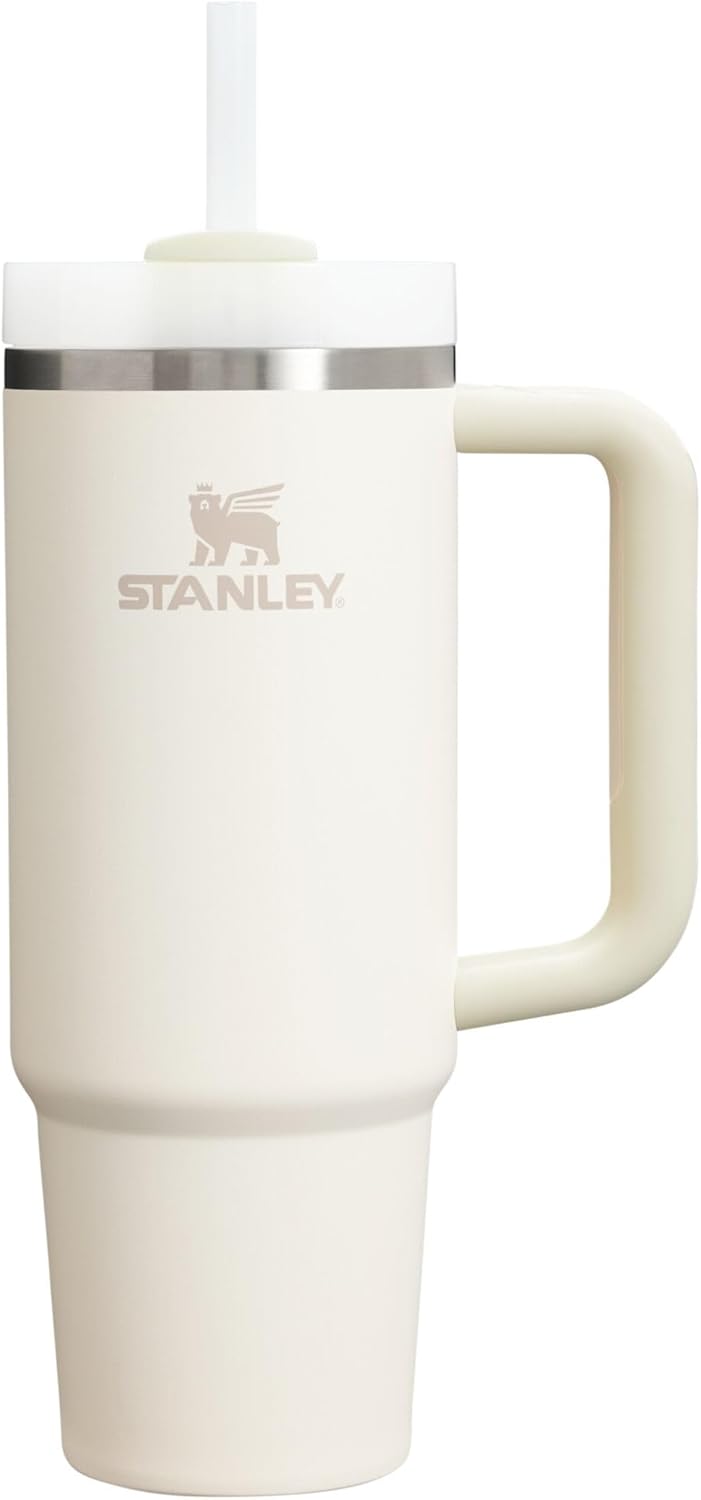 Stanley Quencher H2.0 - Vaso de acero inox. con asa, pajilla y tapa FlowState giratoria de 3 posiciones; aislamiento térmico/sin BPA; apto p/portavaso p/viaje; 30 oz, coral dorado (Goldenrod Coral)