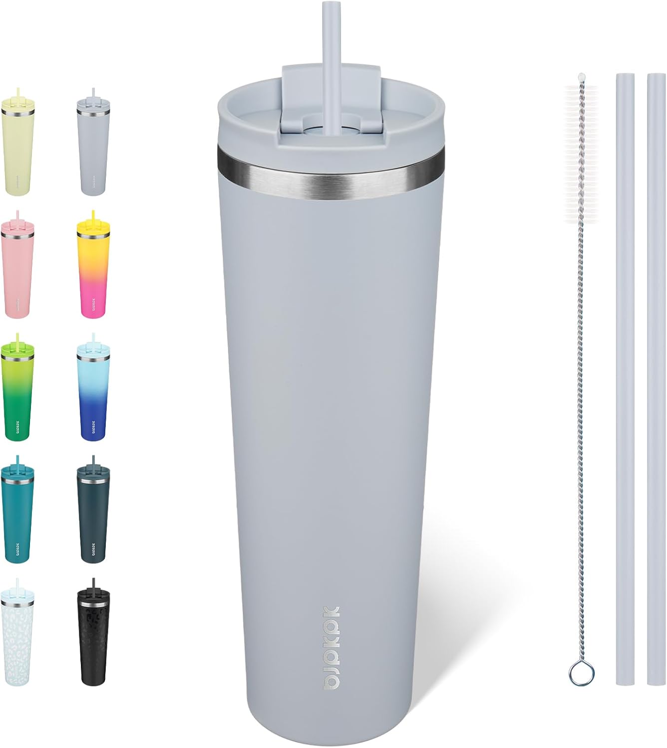 BJPKPK - Vaso de acero inoxidable con aislamiento, tapa y pajilla, taza de café para viaje, de 18 onzas, diseño de laguna