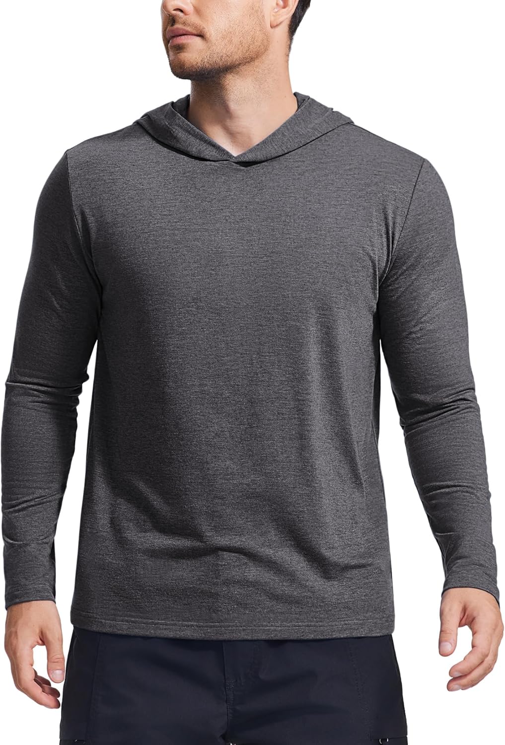PINSPARK Sudaderas ligeras con capucha tipo pullover para hombres, manga larga, sudadera con capucha para golf, gimnasio, entrenamiento, sudadera atlética