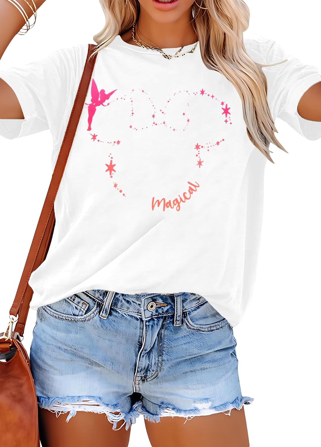 Camiseta mágica para mujer, diseño de Believe in Magic, camiseta de manga corta con estampado gráfico lindo