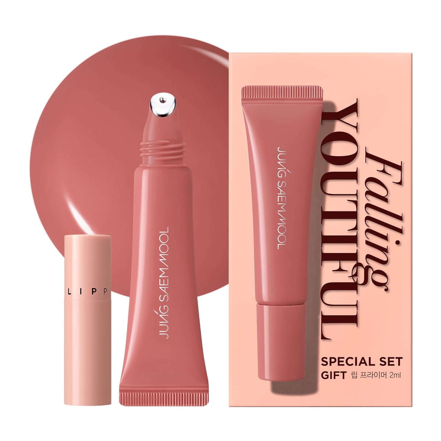 JUNG SAEM MOOL LIP-PRESSION - Brillo de labios de metal | Brillo labial tintado hidratante con un aplicador de metal de precisión higiénico e ingredientes infundidos en suero, brillo de labios coreano (rosa doze)
