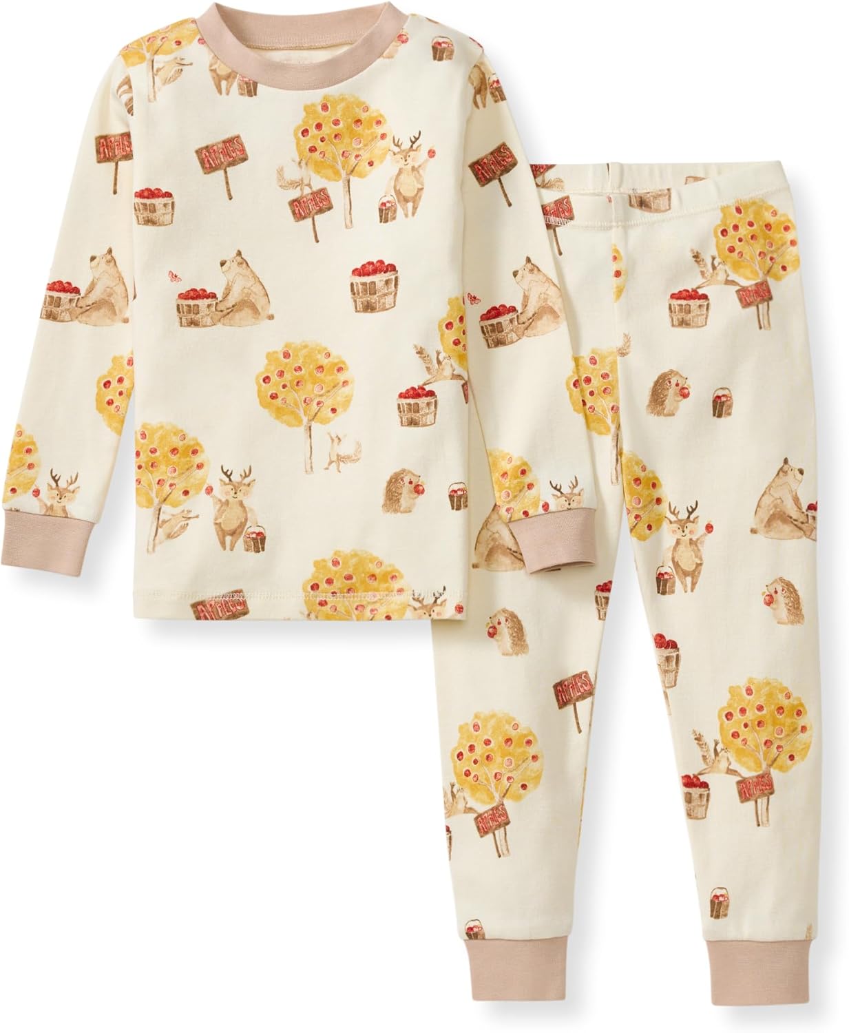 Burt's Bees Baby Pijama de algodón orgánico para niños, conjunto de pijama para niños pequeños, 2 piezas | Soft, cozy, snug fitting pajamas feature stretchy ribbed cuffs and hand painted prints to make bedtime a breeze