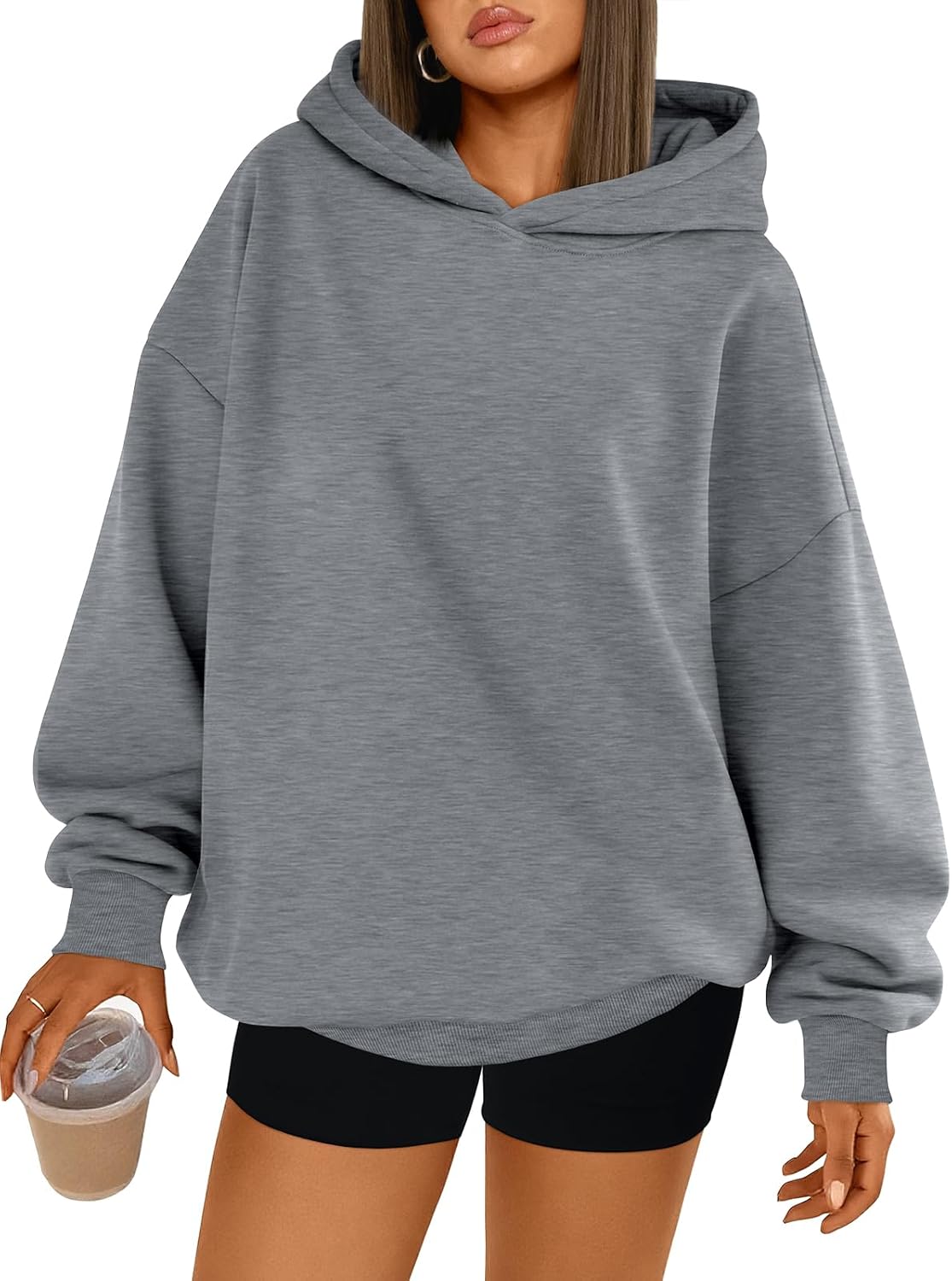 Trendy Queen Sudaderas con capucha de gran tamaño para mujer | Soft Fleece Pullover In A Relaxed, Oversized Fit. Suitable For College Outfits, Trendy Streetwear, And Daily Home Wear