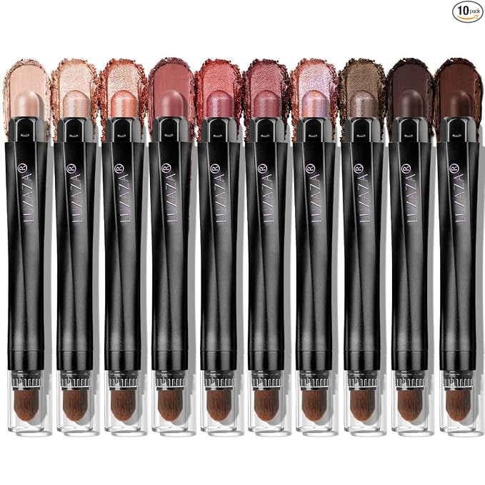 LUXAZA PRO Neutral Eyeshadow Stick Makeup 6PCS Set, Brown Nude Metallic Shimmer Matte Cream Eye Shadow Palette Eyeliner Brightener Pencil Crayon, Party Makeup - BROWN CANYON