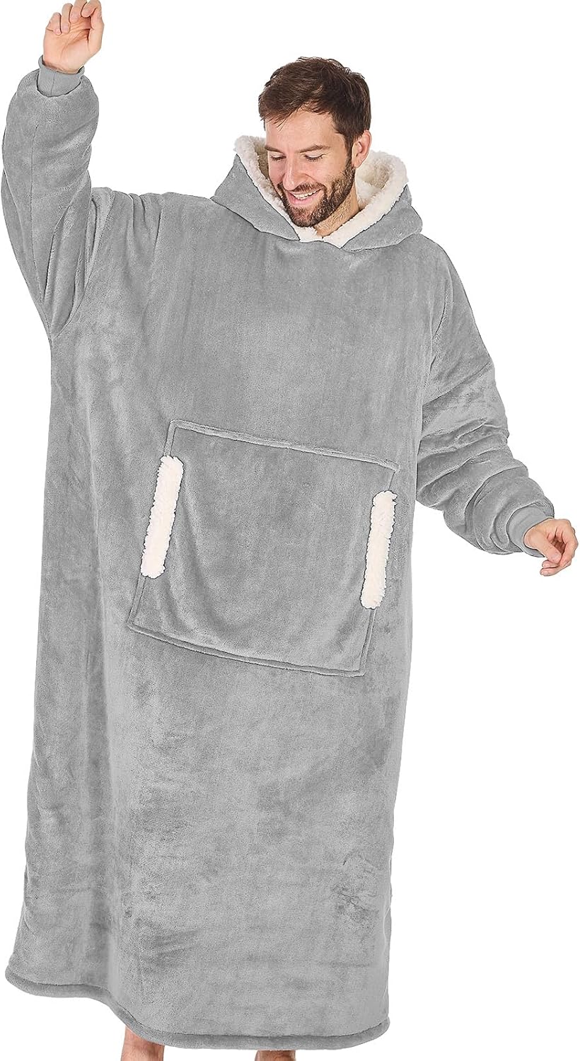 yescool - Cobija con capucha, sudadera de franela de forro polar sherpa para adultos, mujeres y hombres, talla única