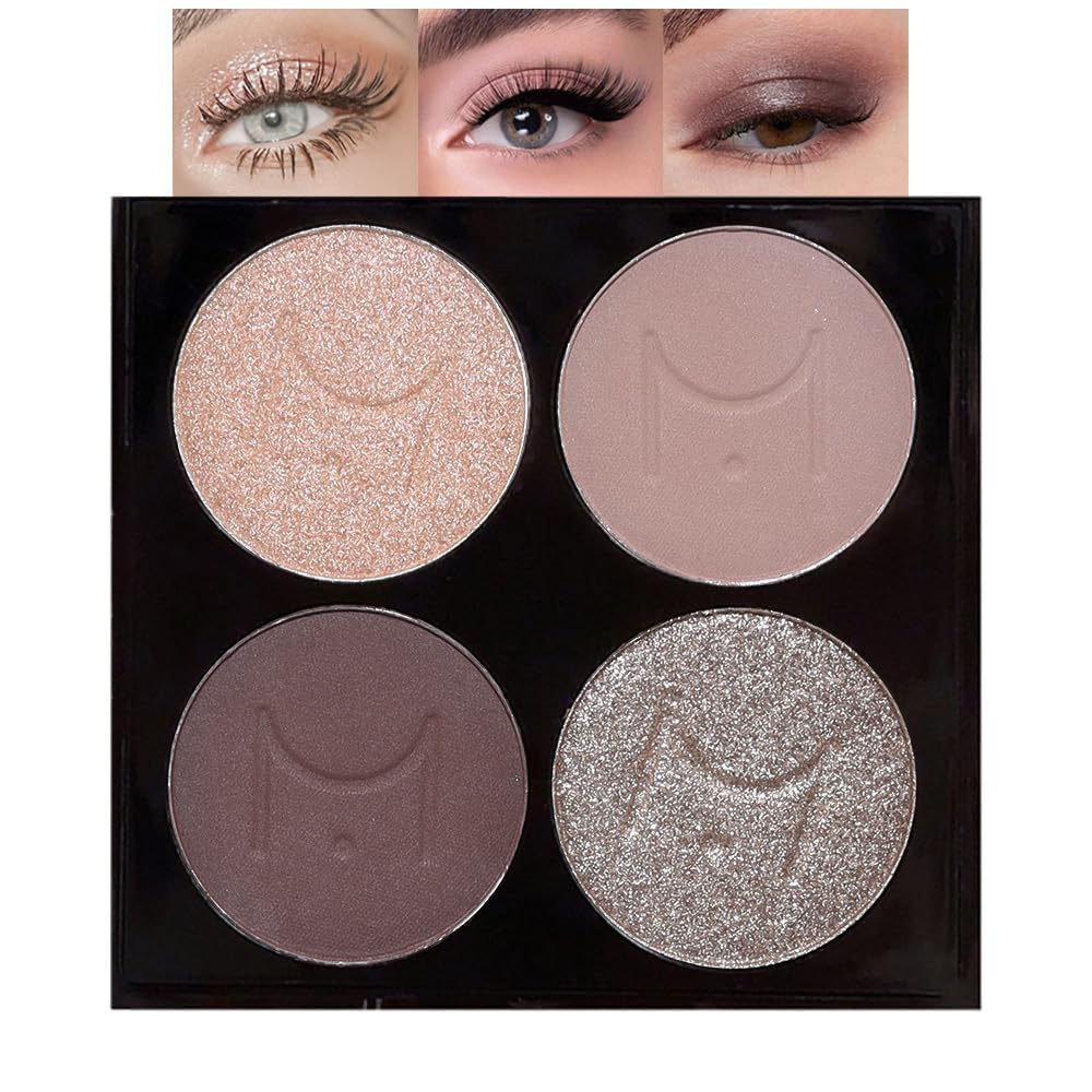 evpct - Paleta de sombra de ojos cuadrada en polvo mate marrón desnudo, rosa desnudo claro, marrón oscuro natural, sombra de ojos mate ahumada de alta pigmentación, mini paleta de maquillaje para
