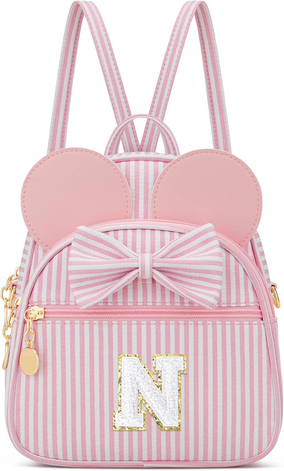 Regalo de cumpleaños personalizado para niñas pequeñas, mochila pequeña con inicial para niñas pequeñas, lindo mini bolso para niños de 3 a 10 años, rosa A