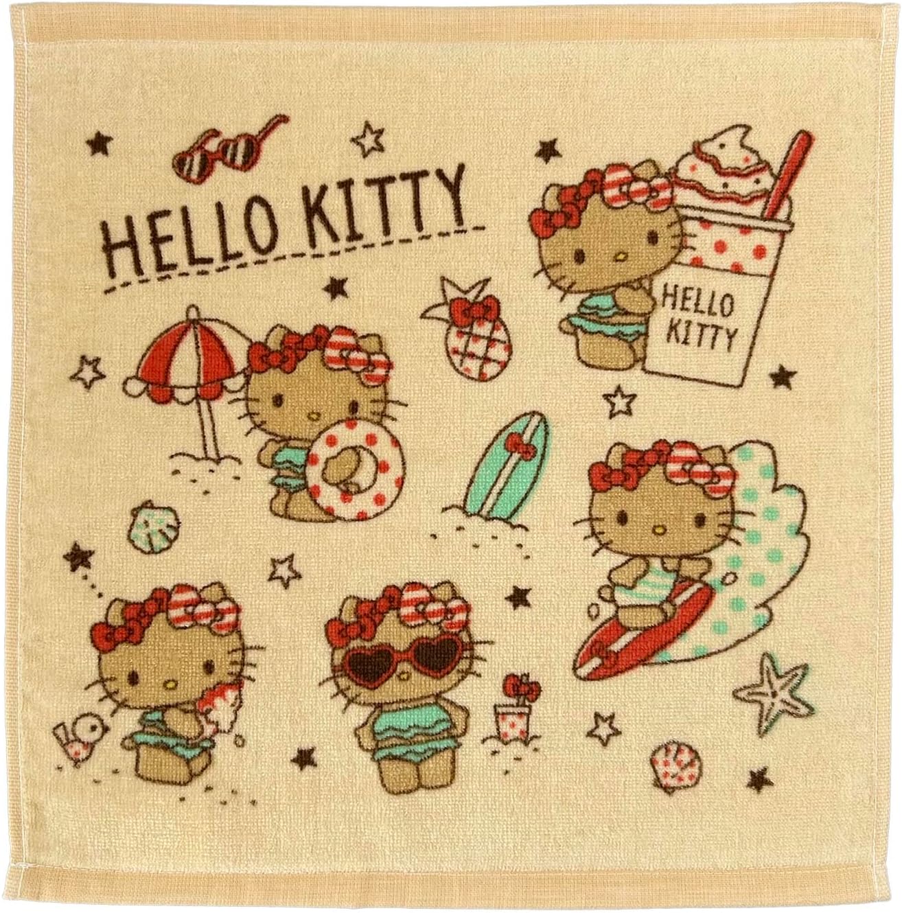 Nomura Towel Sanrio Characters Hello Kitty Face Towel, Set of 2, 13.4 x 29.5 inches (34 x 75 cm), 100% Cotton, Summer Days