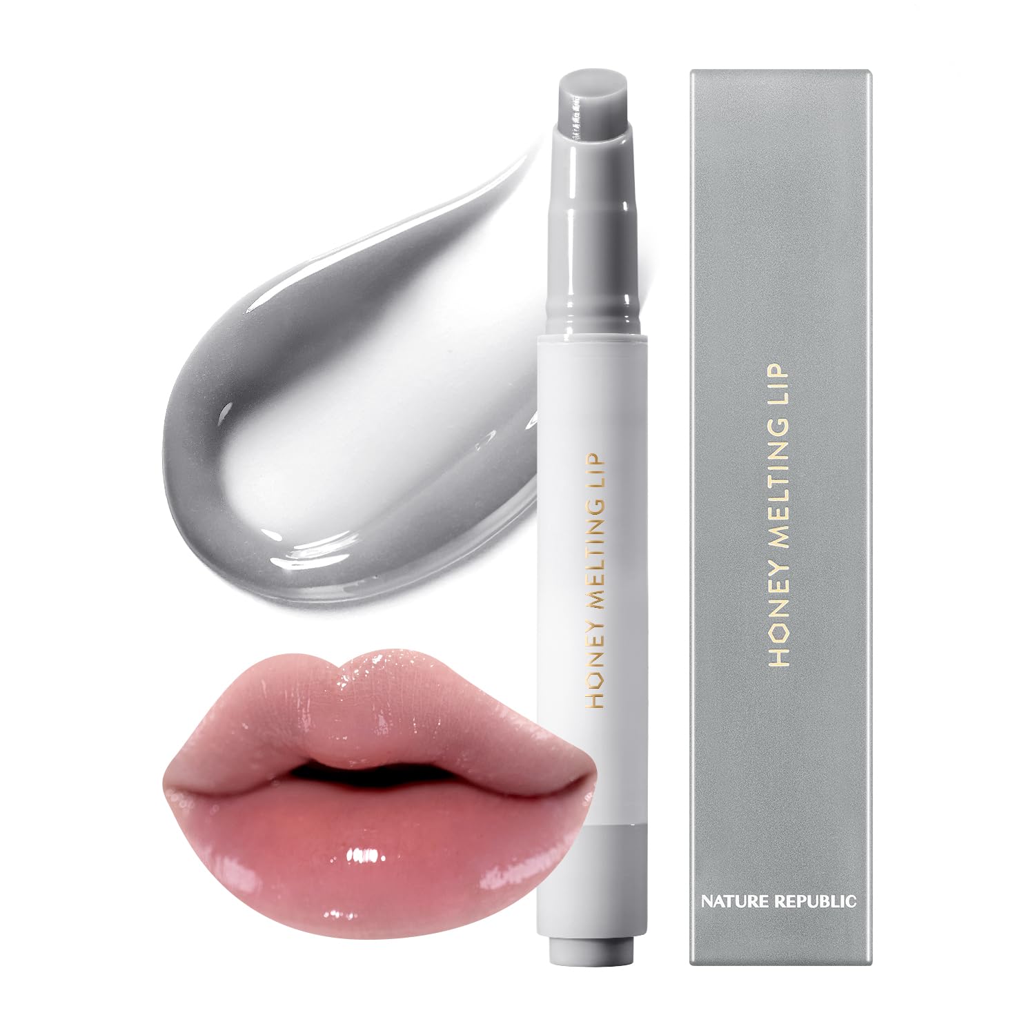 Nature Republic Labios de fusión de miel (03 BERRY) Palo de labios suave, brillo hidratante, bálsamos hidratantes, tinte transparente, brillo y acabado brillante, maquillaje coreano