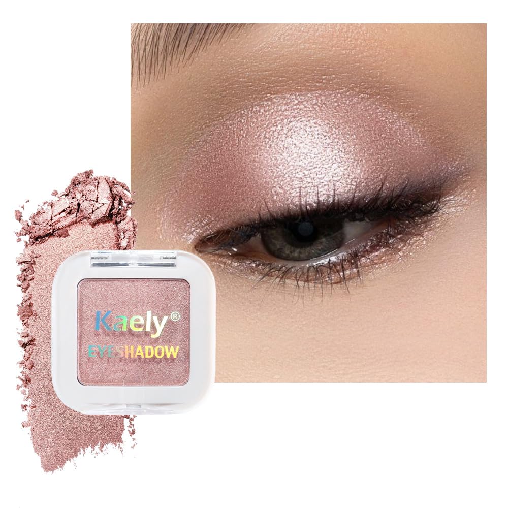 Kaely Maquillaje de sombra de ojos individual prensado, marrón nude claro mate altamente pigmentado, paleta de sombras de ojos monocromáticas altamente pigmentadas, mini sombra de ojos en polvo neutro impermeable, sombras para ojos, ligero mezclable, 13