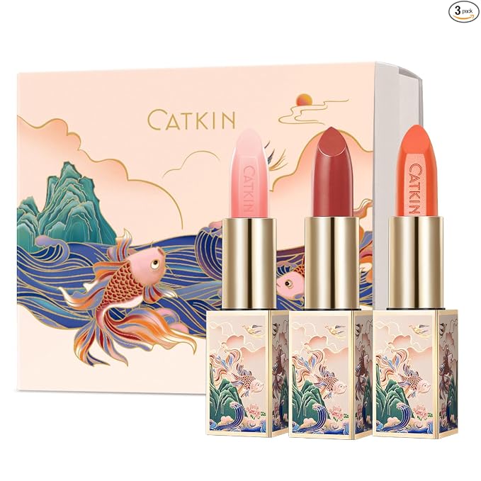 CATKIN Bálsamo labial tintado con purpurina para labios ultra hidratante, humectante labial, cuidado de labios con vitamina E nutritivo para labios agrietados y secos, 0.12 onzas, C15 Destiny, rojo