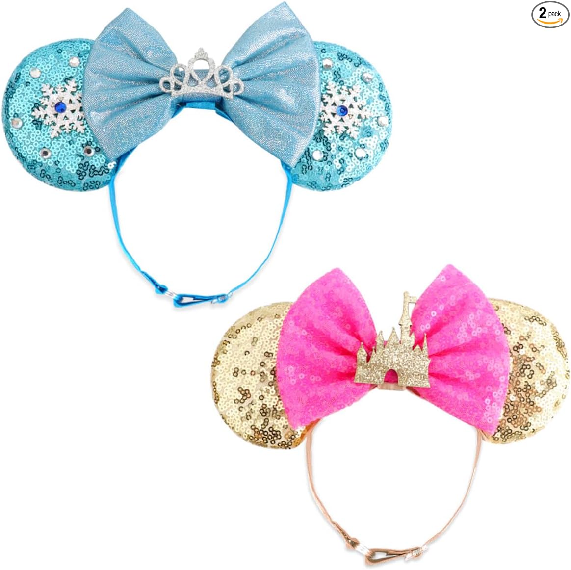 DRESHOW Minnie Ears Headbands Mouse Ears Sequins Bow Headbands Adjustable Elastic Headband Sequins Party Decoration Costume Cosplay for Women