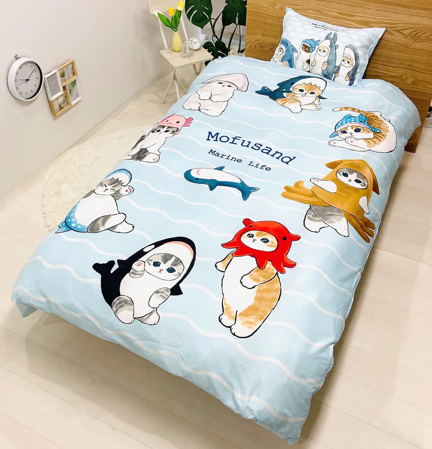 MORIPiLO Sanrio Duvet Cover and Pillowcase Set with Frills, Single (Hello Kitty Soft Peach Skin) Pink, 59.1 x 82.7 inches (150 x 210 cm), Cute Goods, Morishita Pillows 426100