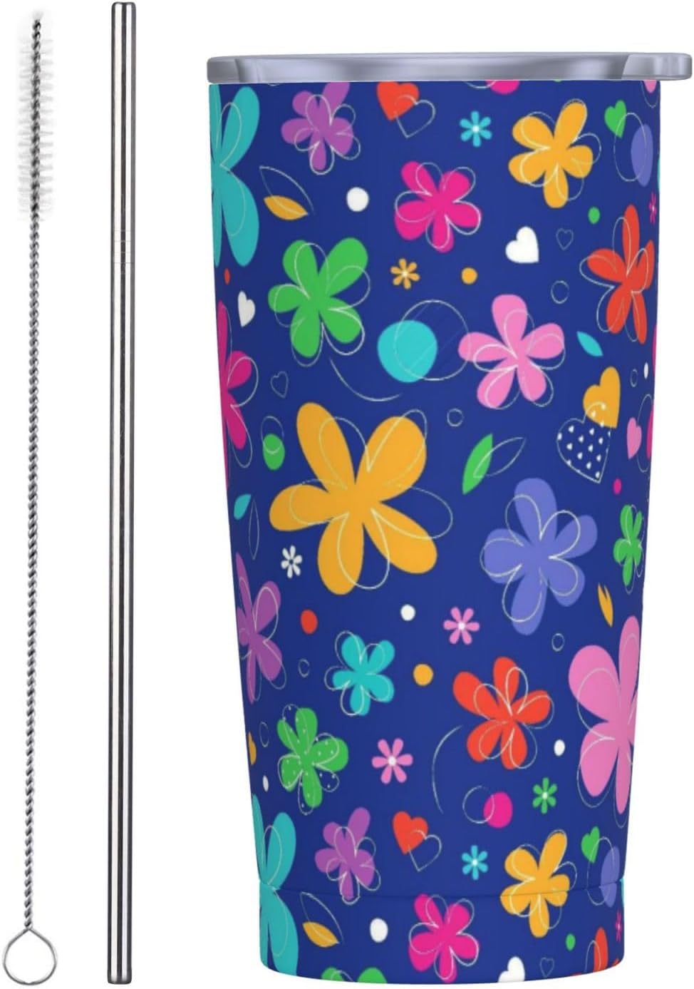 Space - Vaso de 20 onzas con tapa y popote para mujeres y hombres, taza aislada de planetas del sistema solar, diseño de estrellas, vaso de acero inoxidable dibujado a mano, vaso de acero