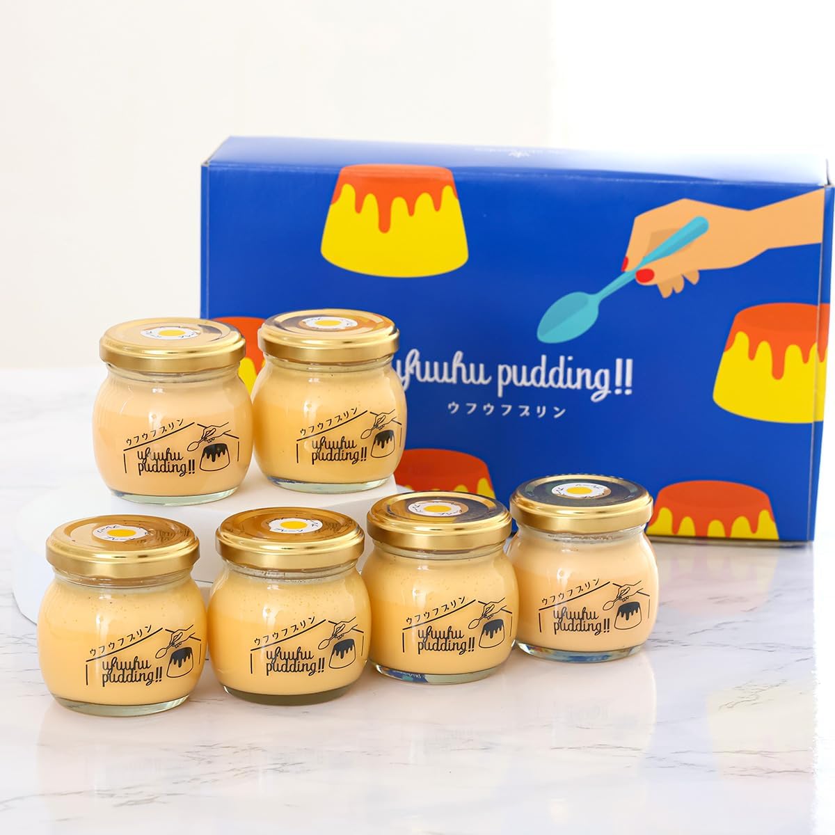 Gift Pudding (Ufuf Garden Scalloped Raw Pudding) Dessert, Sweets, Gift, Ordered Sweets (Gift Japanese Pudding, 6 Pieces)