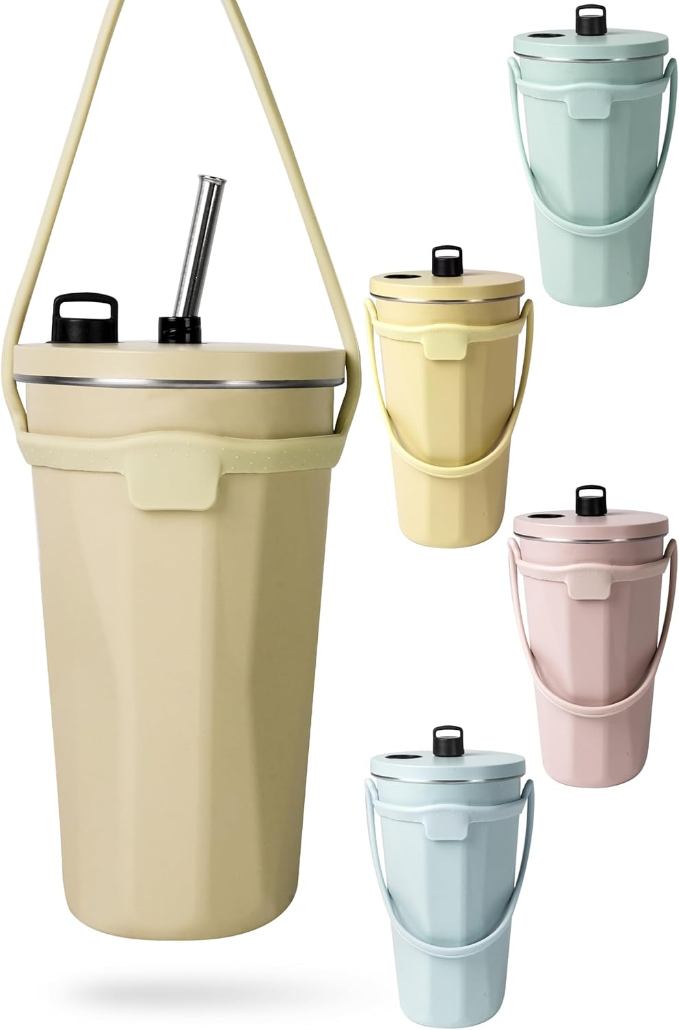 atRise [At Rise] 【Ready to Use Immediately! Can be Carried by Just the Little Finger!】Tumbler with Straw Attached, Large Capacity 600ml, Spare Cap Included, Vacuum Insulated Structure, Straw Tumbler