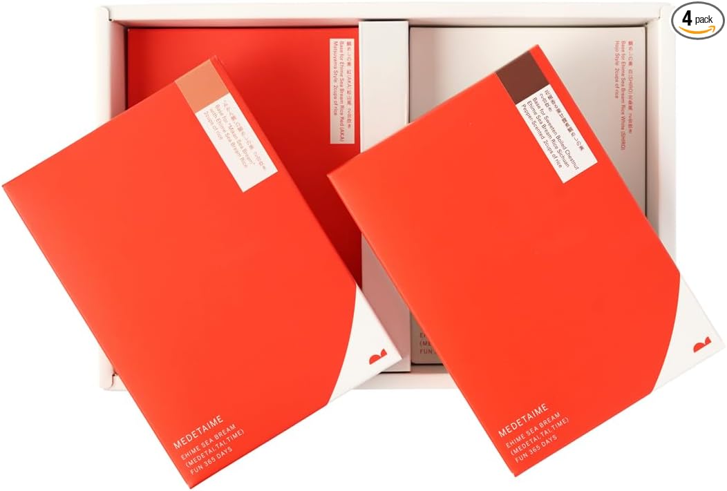 Ehime Snamper Meshinoto Gift Set, Ehime Red Snamper, Matsuyama, Hojo, Cooked Rice, Seto Inai Sea (2 Red, 2 White)