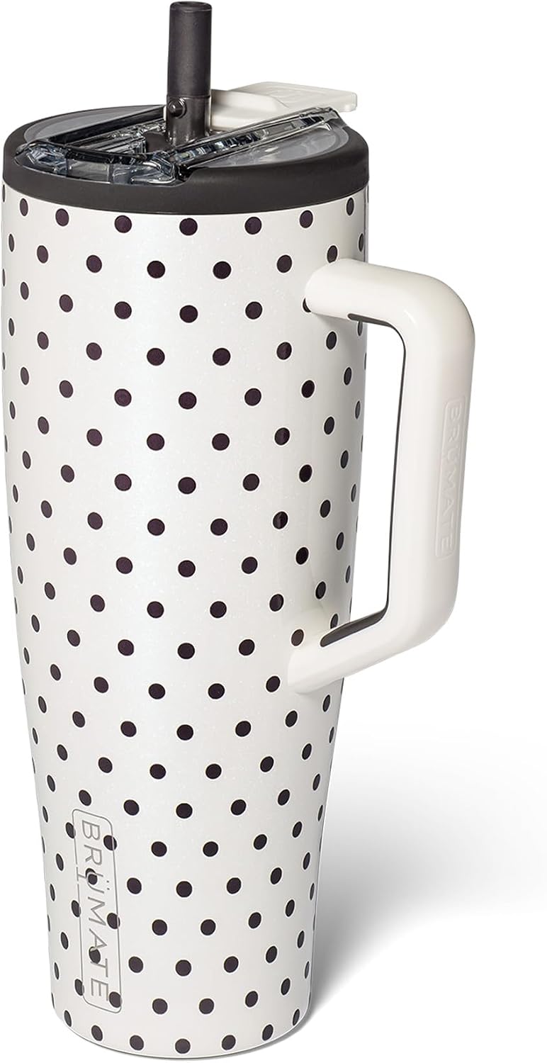 BrüMate Era Flip - Vaso de 40 onzas con tapa con pajilla cubierta 100 % a prueba de fugas, popote higiénico cubierto, botella de agua de acero inoxidable aislada con asa, apto para portavasos, sin BPA (Lilac Dusk)
